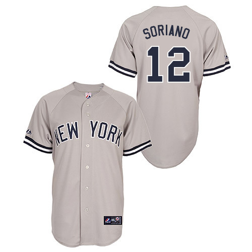 Alfonso Soriano #12 Youth Baseball Jersey-New York Yankees Authentic Road Gray MLB Jersey